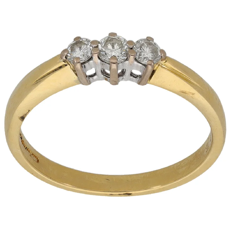 ladies engagement rings vintage inspired -18ct Gold 0.25ct Diamond Trilogy Ring Size O