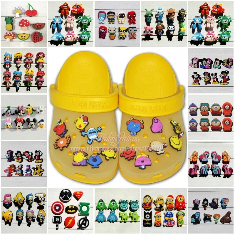 bracelets with infinity symbol -8PCS/lot Avengers Mickey Bubble Guppies Octonauts Unicorn PVC Shoe Charms Shoe Buckles Accessories Fit Bands Bracelets Croc JIBZ