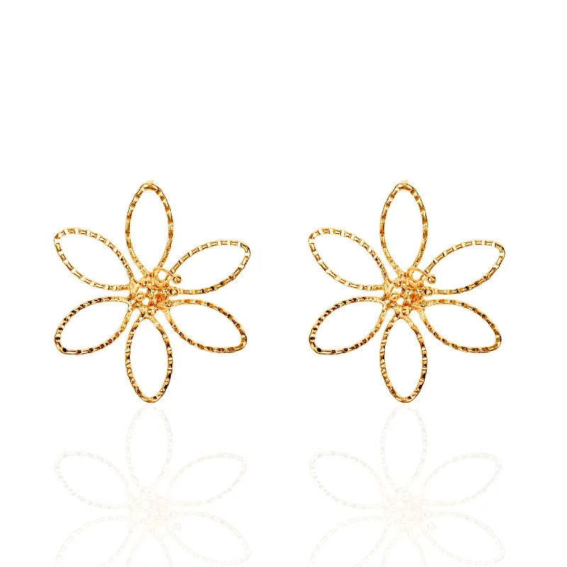 ladies earrings with birthstone -Daisy Earrings - Gold