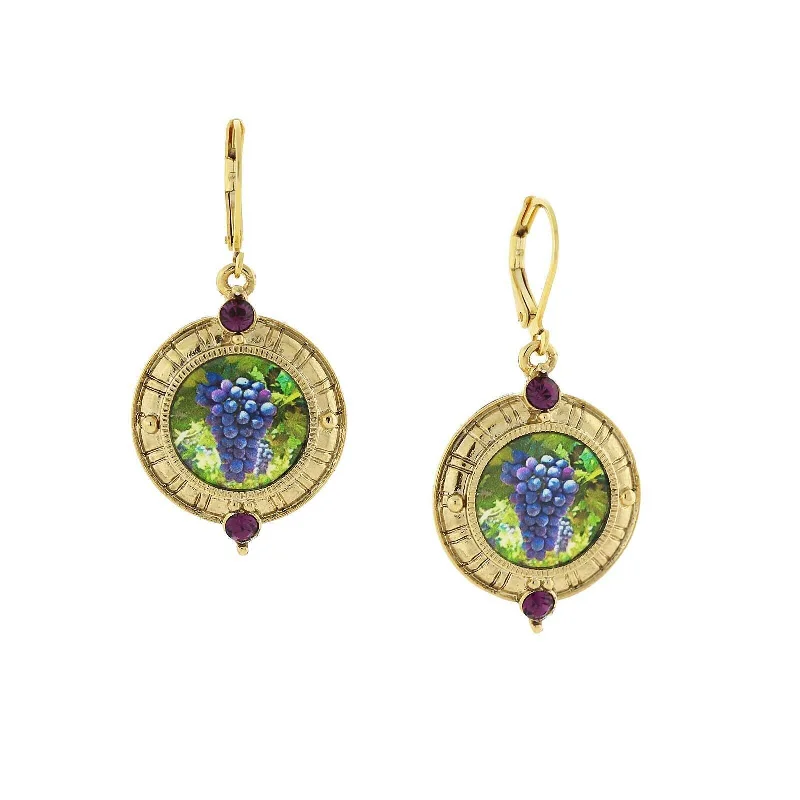 ladies earrings with teal turquoise -1928 Jewelry Winery Purple Grapes Amethyst Stone Accent Drop Earrings