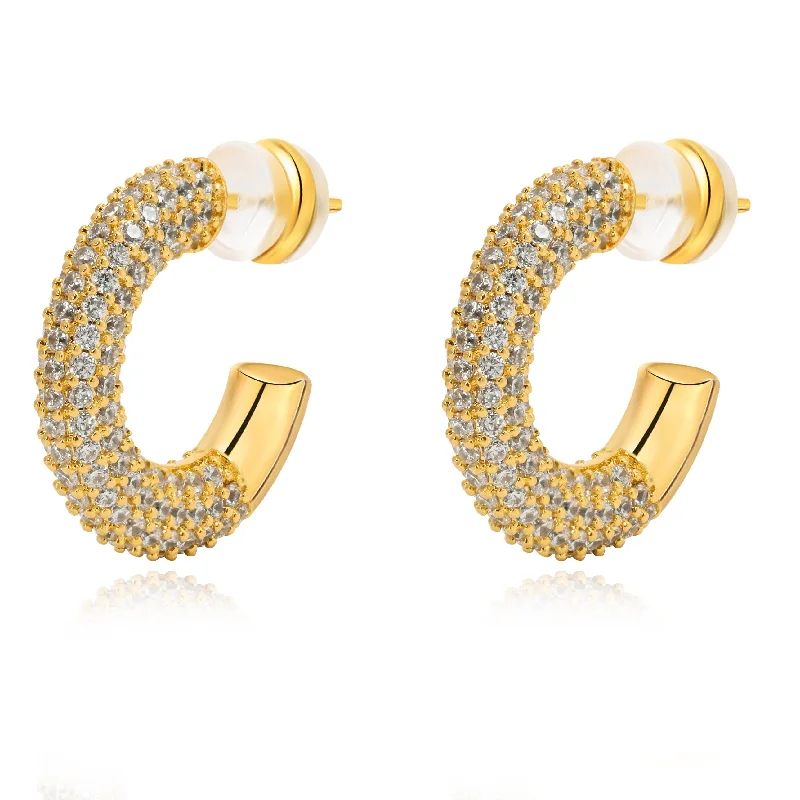 ladies earrings for daily use -Demi Pave Hoop