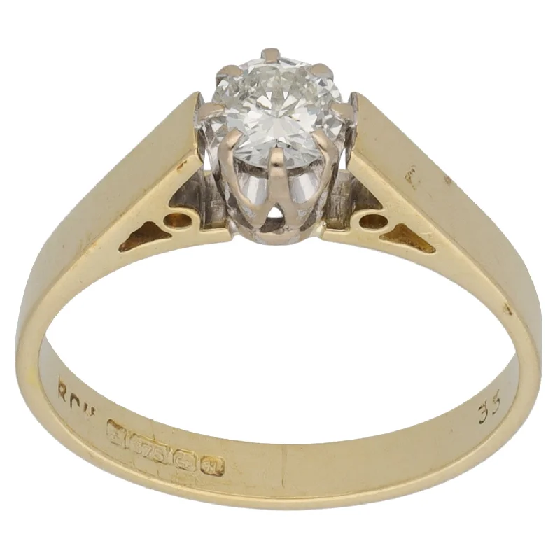 ladies engagement rings pave set stones -9ct Gold 0.35ct Diamond Solitaire Ring Size L