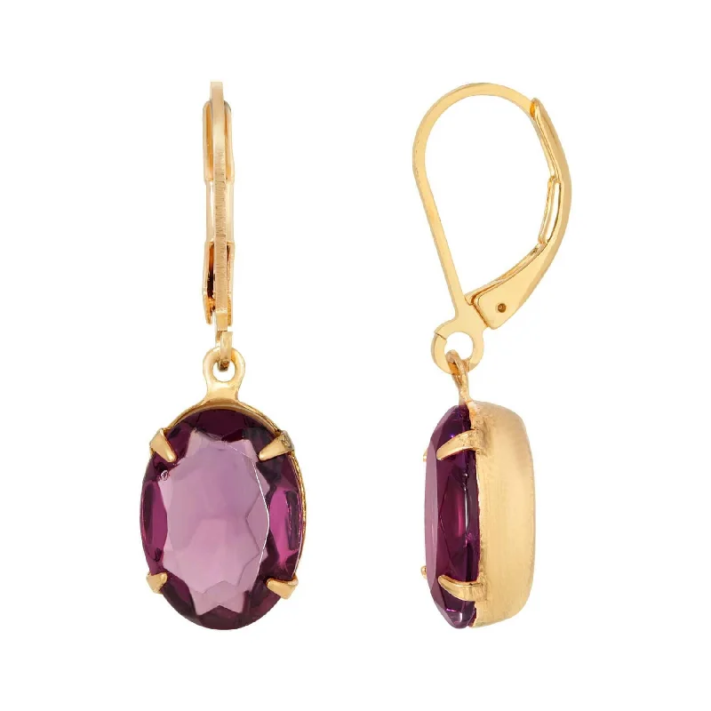 ladies earrings trendy 2025 -1928 Jewelry Purple Oval Drop Earrings