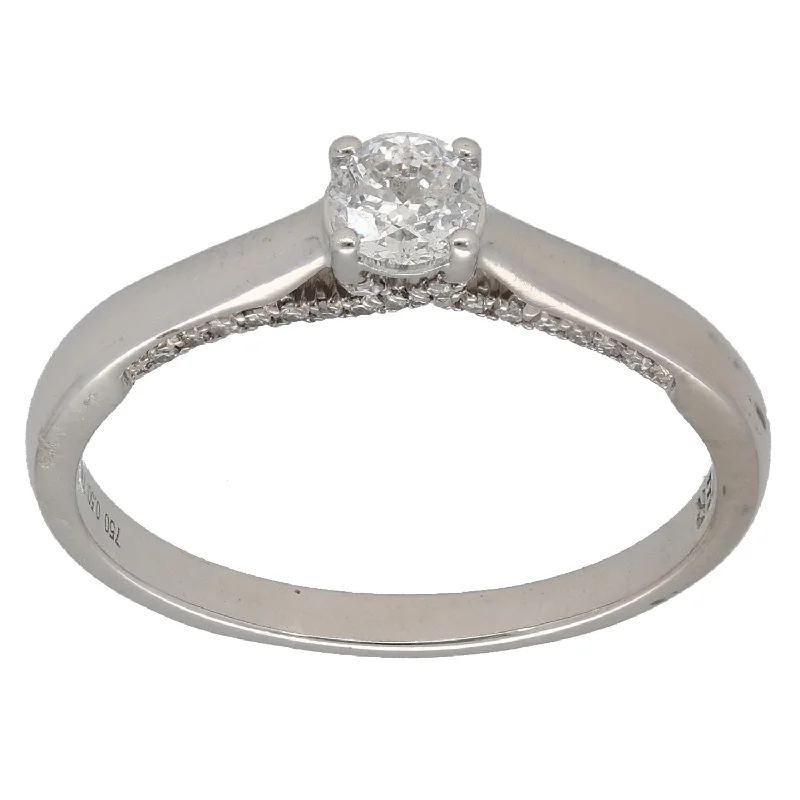 ladies engagement rings with ruby stone -18ct White Gold 0.50ct Diamond Solitaire Ring With Accent Stones Size S