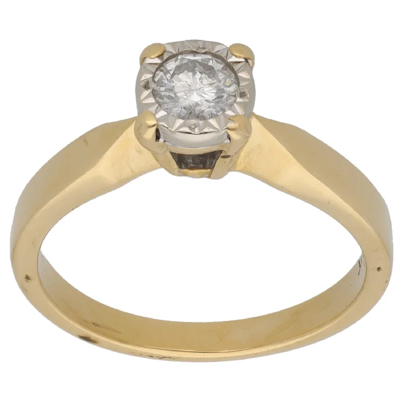 ladies engagement rings radiant cut stone -18ct Gold 0.33ct Diamond Solitaire Ring Size P