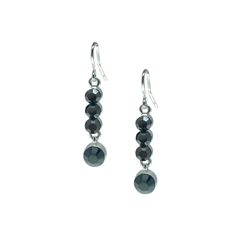 ladies earrings for special occasions -1928 Jewelry Linear Hematite Austrian Crystal Drop Earrings