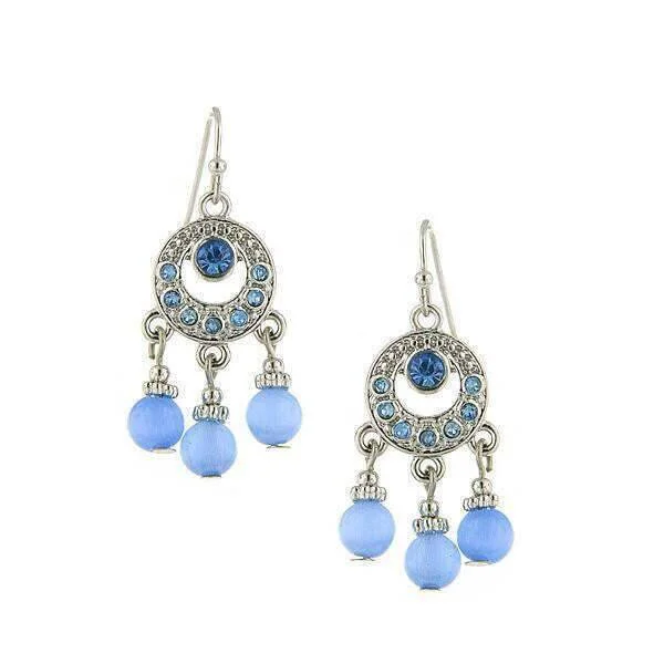 ladies earrings floral design -1928 Jewelry Light Sapphire Blue Cats Eye Bead Drop Earrings