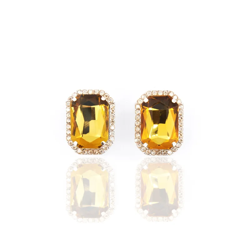 ladies earrings for fashion lovers -Whitley Heirloom Studs - Canary