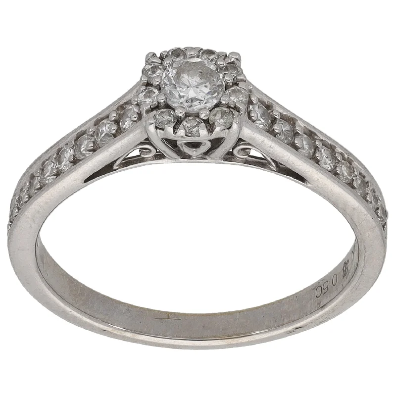 ladies engagement rings high end brand -9ct White Gold 0.50ct Diamond Dress/Cocktail Ring Size P