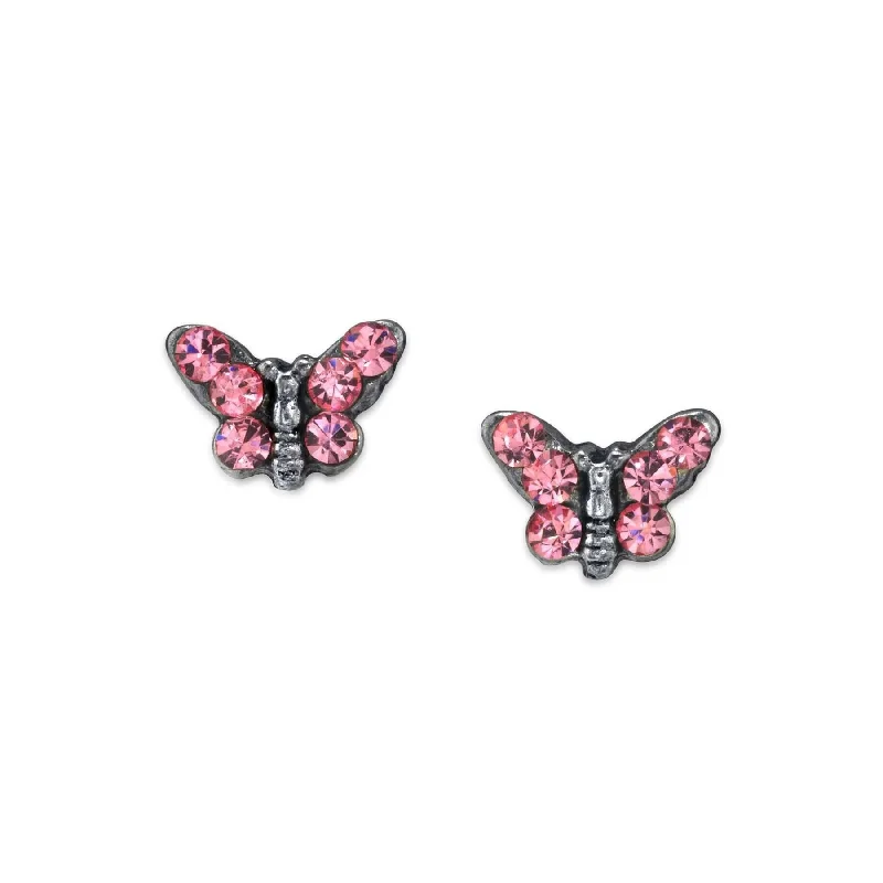 ladies earrings for casual wear -1928 Jewelry Petite Crystal Butterfly Stud Earrings