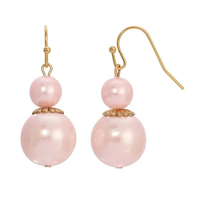 ladies earrings with rose quartz -1928 Jewelry Pink Faux Pearl Dangle Earrings