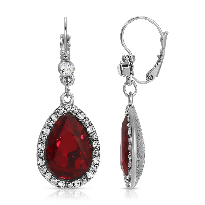 ladies earrings with green peridot -1928 Jewelry Crystal Teardrop Siam Red Crystal Drop Earrings