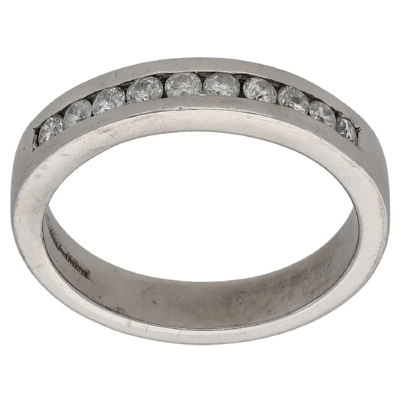 ladies engagement rings channel set design -18ct White Gold 0.20ct Diamond Half Eternity Ring Size J