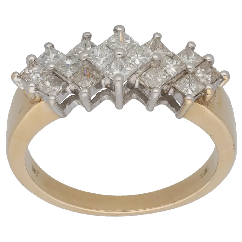 ladies engagement rings cluster ring style -9ct Gold 1.00ct Diamond Dress/Cocktail Ring Size P