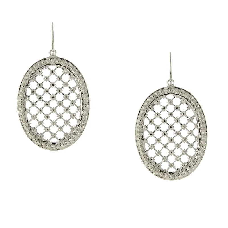 ladies earrings simple minimalist -1928 Jewelry Oval Waffle Pattern Drop Earrings