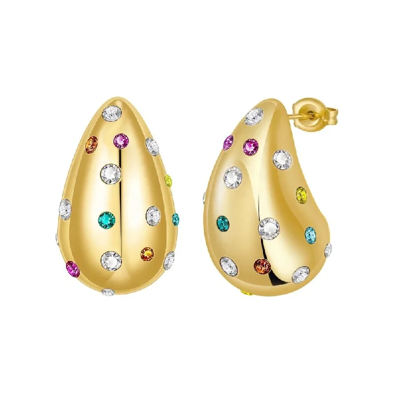 ladies earrings for vintage lovers -Raindrop Rainbow CZ Earrings