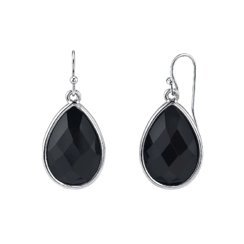 ladies earrings for prom night -2028 Jewelry Black Faceted Teardrop Drop Earrings