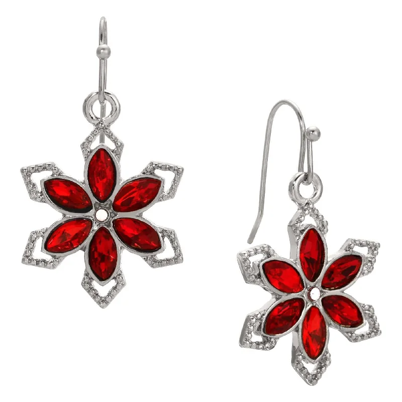 ladies earrings affordable luxury -1928 Jewelry  Grande Crystal Snowflake Drop Earrings