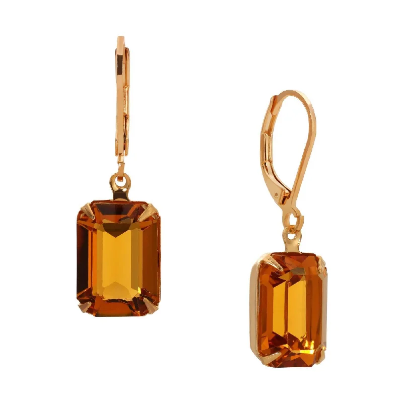 ladies earrings vintage inspired -1928 Jewelry Golden Elegance Topaz Austrian Crystal Drop Earrings