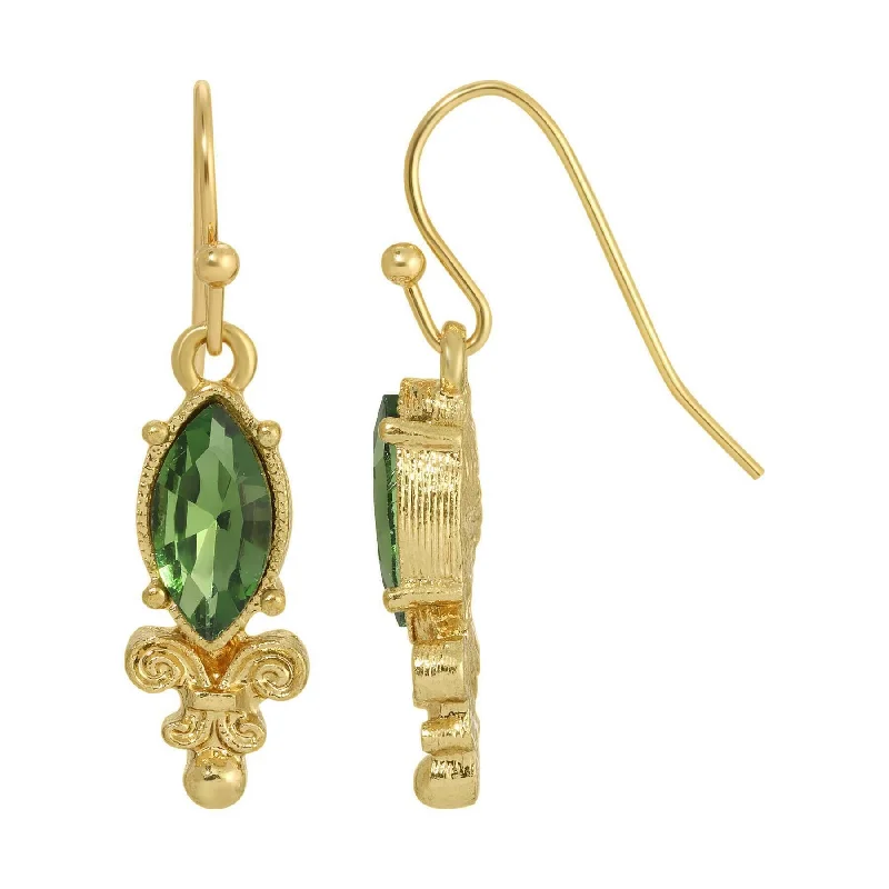 ladies earrings white gold shine -1928 Jewelry La Belle Emerald Crystal Drop Earrings