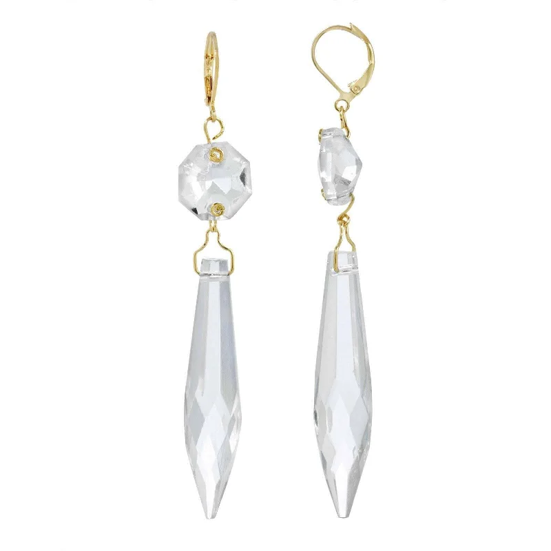 ladies earrings for daily use -1928 Jewelry Icicle Dreams Crystal Linear Drop Earrings