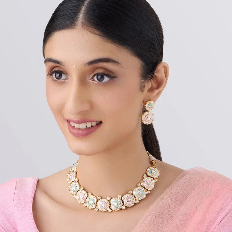 necklaces with floral charm -Kundan Necklace 161658