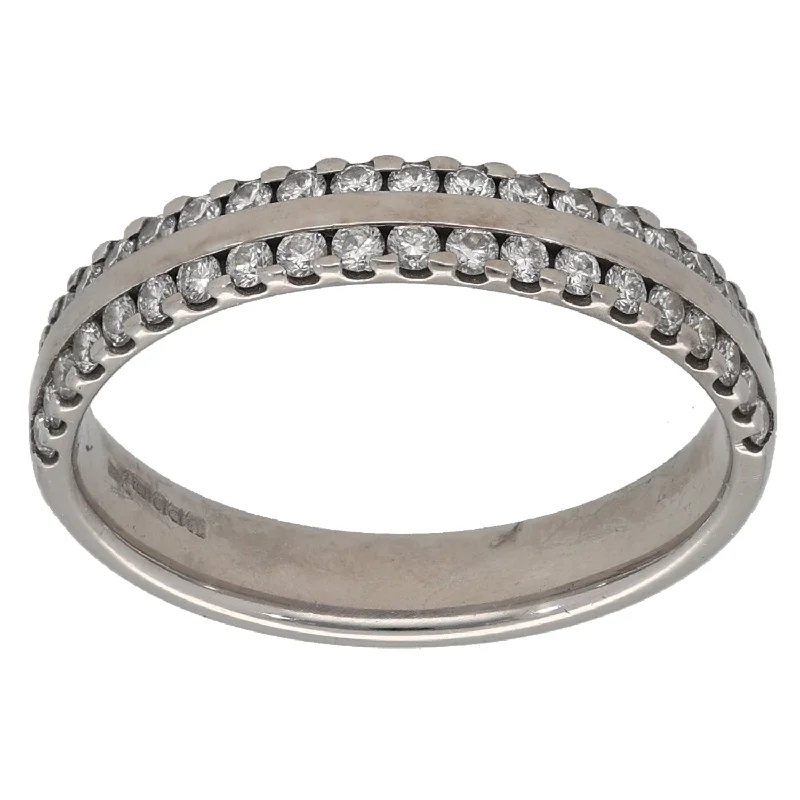 ladies engagement rings with sapphire accent -18ct White Gold 0.40ct Diamond Half Eternity Ring Size M