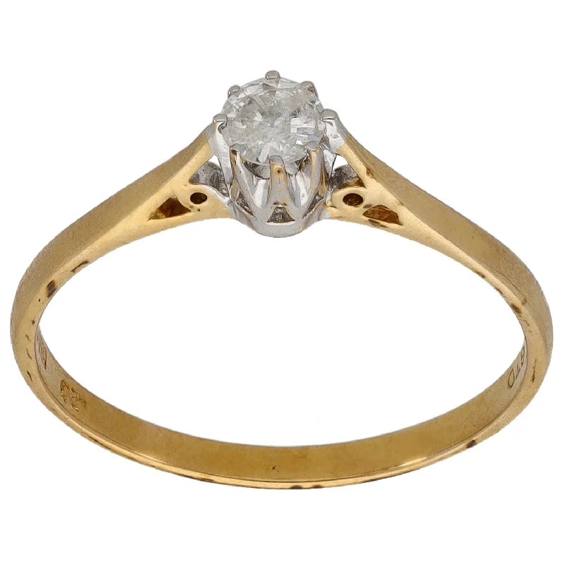 ladies engagement rings with halo setting -9ct Gold 0.20ct Diamond Solitaire Ring Size P