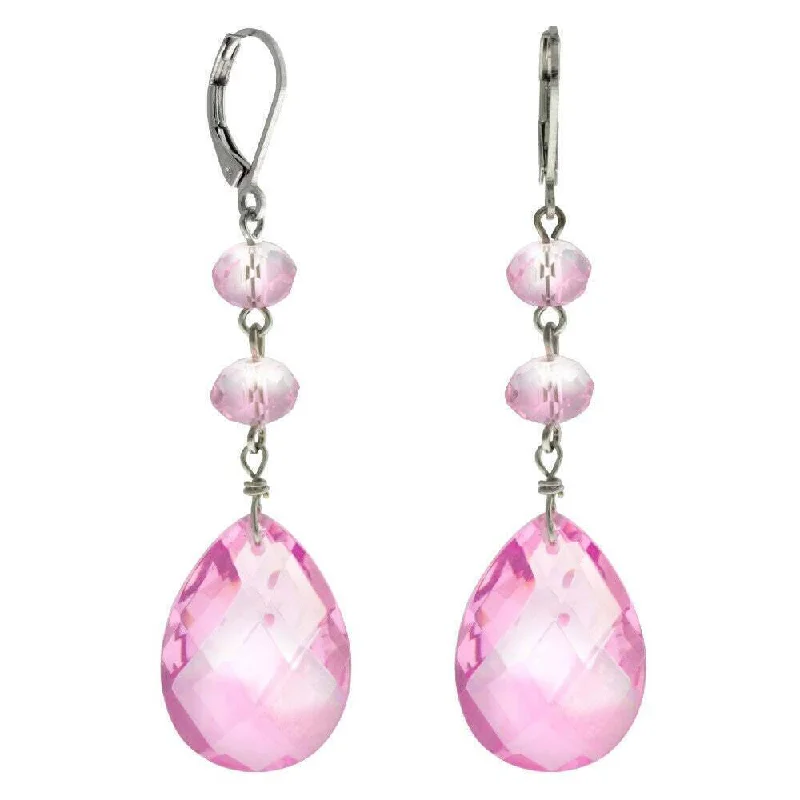 ladies earrings delicate dangle -1928 Jewelry Light Rose Briolette Crystal & Beads Drop Earrings