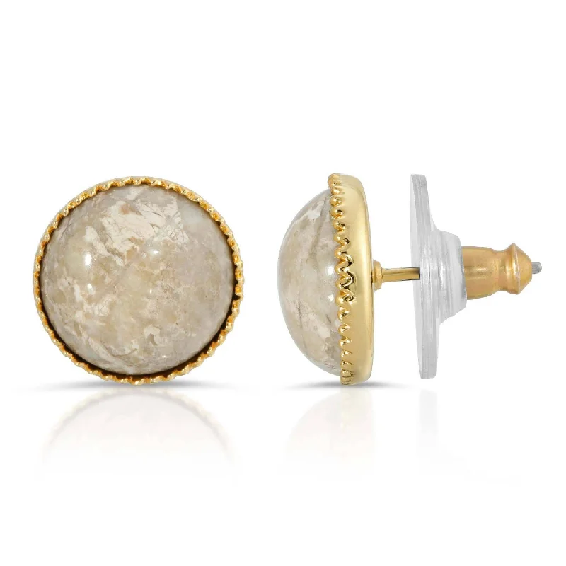 ladies earrings for fashion lovers -1928 Jewelry Classic Round Riverstone Gemstone Stud Earrings