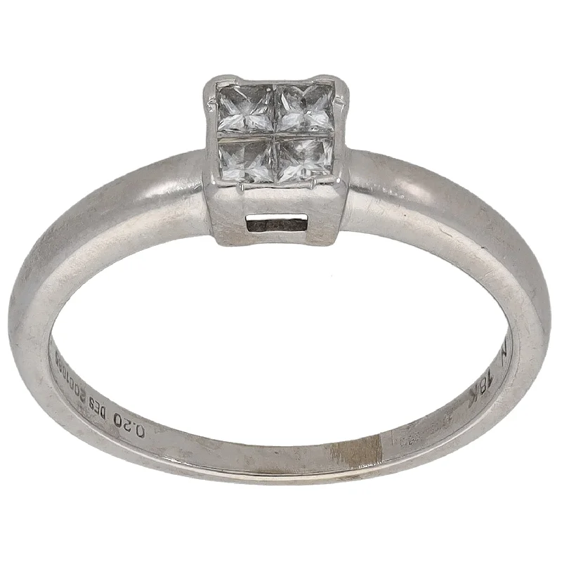 ladies engagement rings pave set stones -18ct White Gold 0.20ct Diamond Dress/Cocktail Ring Size L