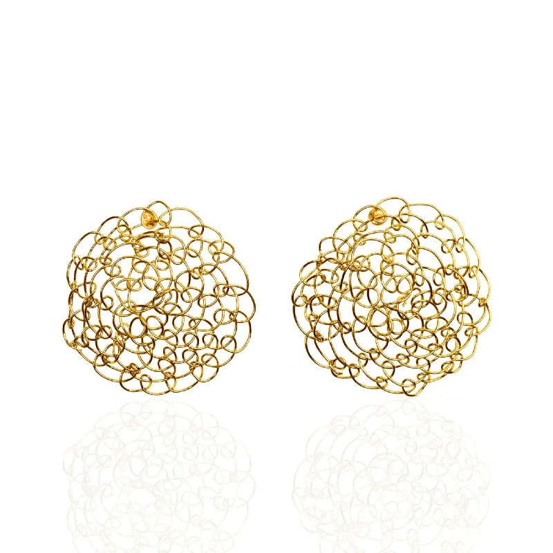 ladies earrings timeless beauty -Karma Statement Earrings - Gold