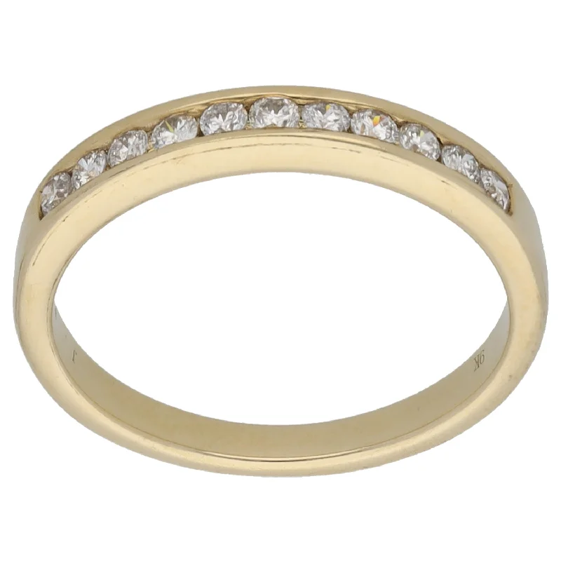 ladies engagement rings with zircon sparkle -9ct Gold 0.22ct Diamond Half Eternity Ring Size K