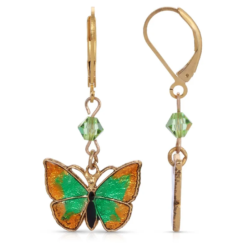 ladies earrings for prom night -1928 Jewelry Metamorphic Butterfly Peridot Crystal Drop Earrings