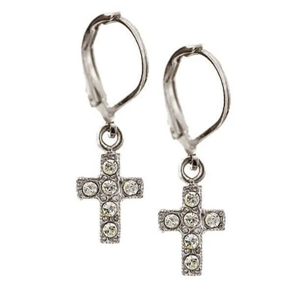 ladies earrings with rose quartz -1928 Jewelry Crystal Ab Cross Drop Earrings