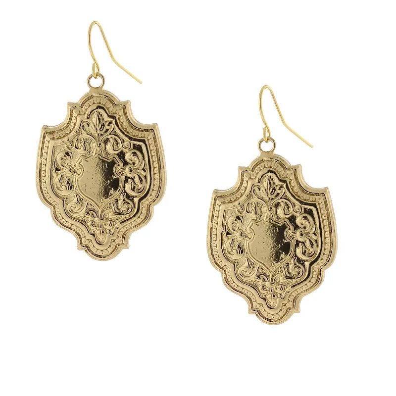 ladies earrings lightweight wear -1928 Jewelry Medieval Inspired Shield Drop Earrings