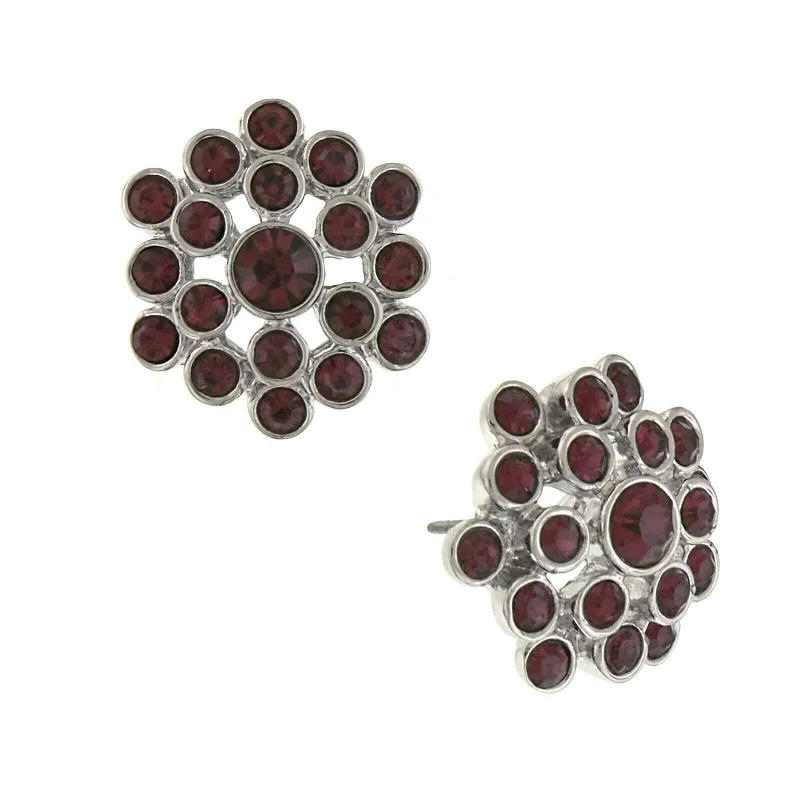 ladies earrings with ruby red -2028 Jewelry Purple Amethyst Button Earrings