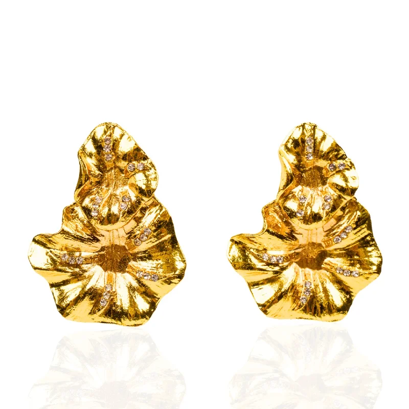 ladies earrings for evening wear -Rosa Super Bloom Dangles - Gold