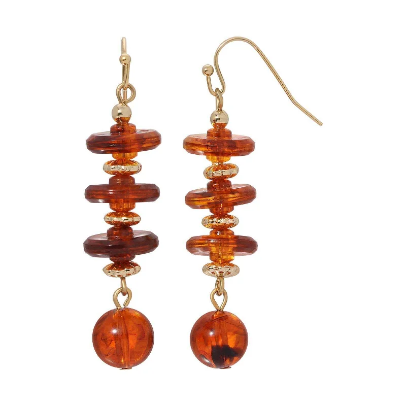 ladies earrings affordable luxury -1928 Jewelry Alexandria Tortoise Spacer & Bead Dangle Earrings