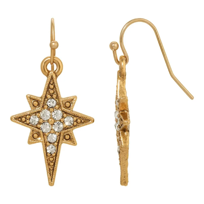 ladies earrings stylish affordable -Symbols Of Faith Star Of Bethlehem Crystal Drop Earrings