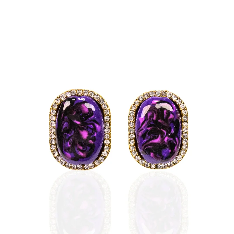 ladies earrings boho chic style -Caliope Sparkling Studs - Purple