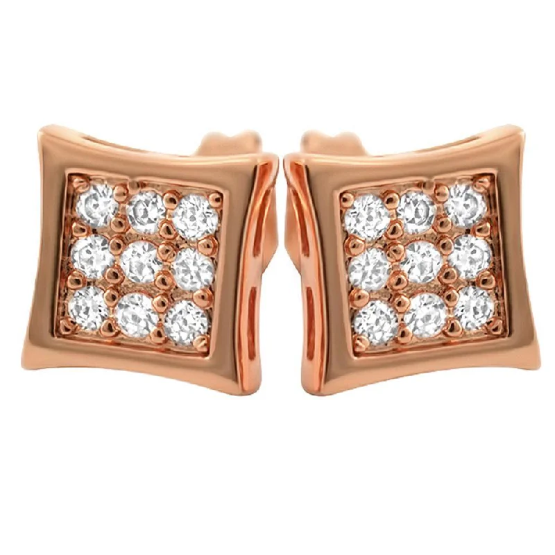 ladies earrings for gifting ideas -Kite Small Rose Gold CZ Micro Pave Earrings