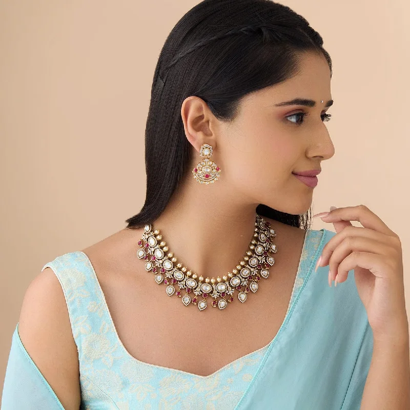 necklaces with moon pendant -Kundan Necklace 176787