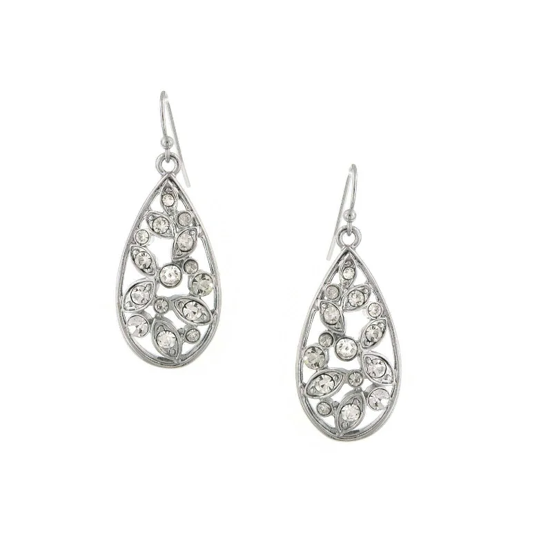 ladies earrings with gold plating -1928 Jewelry Multi Crystal Clear Teardrop Earrings