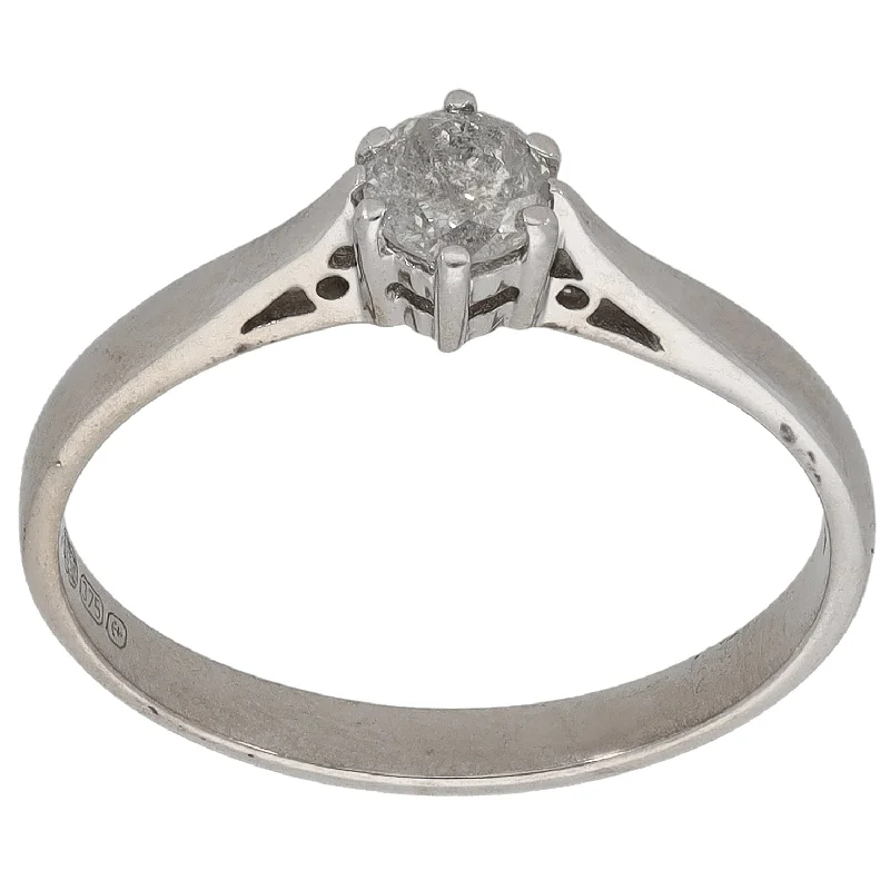 ladies engagement rings romantic gesture -9ct White Gold 0.30ct Diamond Solitaire Ring Size O