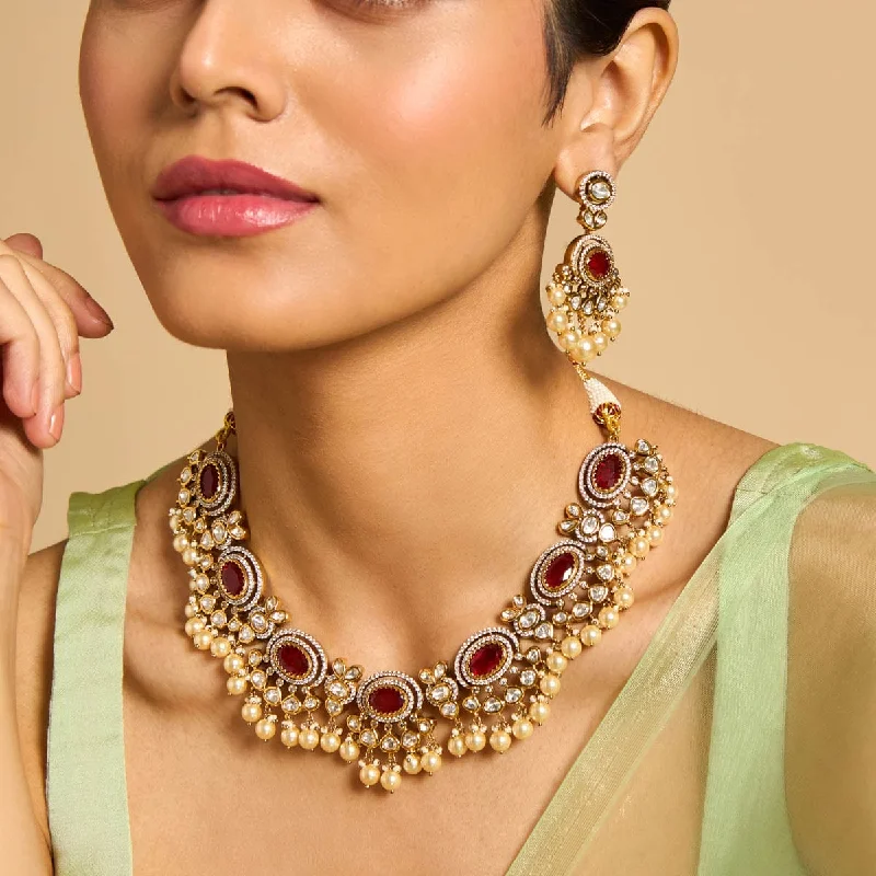 necklaces rose gold fashion -Kundan Necklace 173034