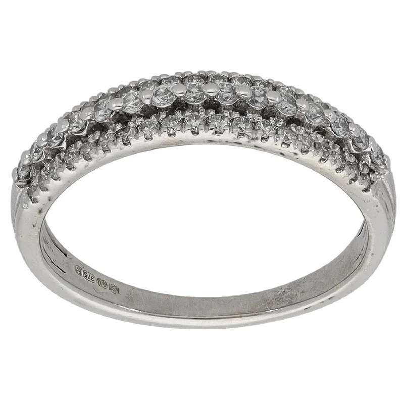 ladies engagement rings delicate thin band -9ct White Gold 0.34ct Diamond Half Eternity Ring Size M