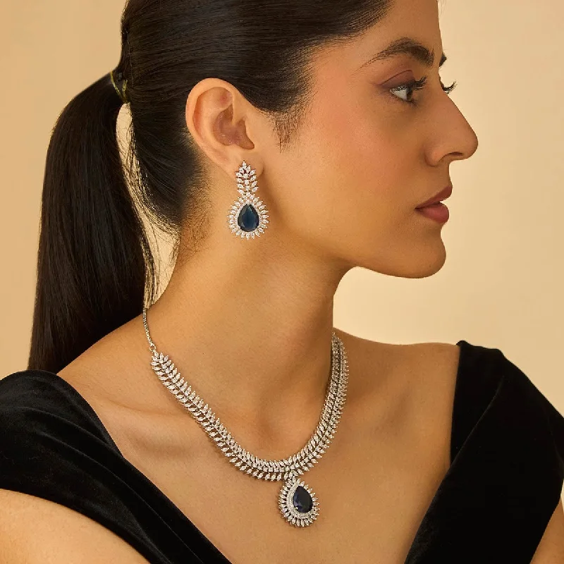 necklaces with sapphire blue -Zircon Necklace 172741