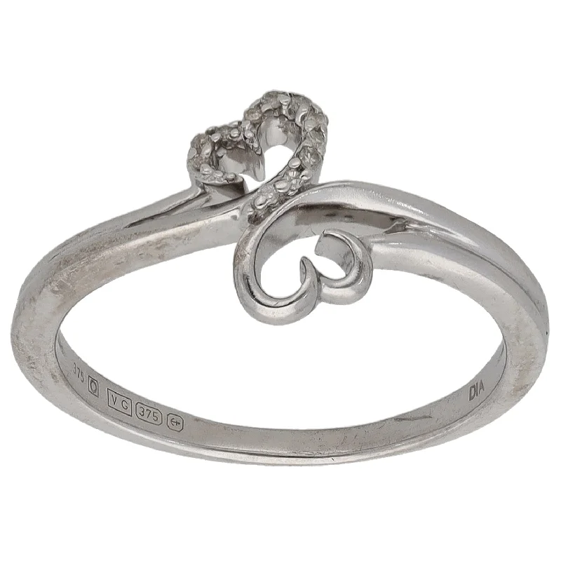 ladies engagement rings with filigree detail -9ct White Gold 0.05ct Diamond Alternative Ring Size I