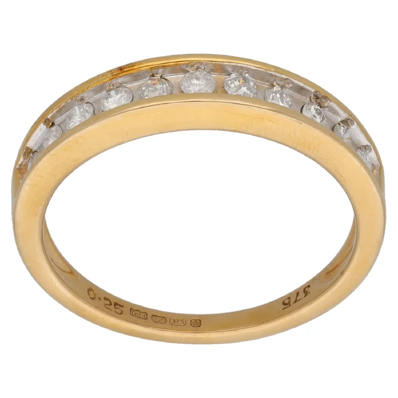 ladies engagement rings high quality craft -9ct Gold 0.15ct Diamond Half Eternity Ring Size M